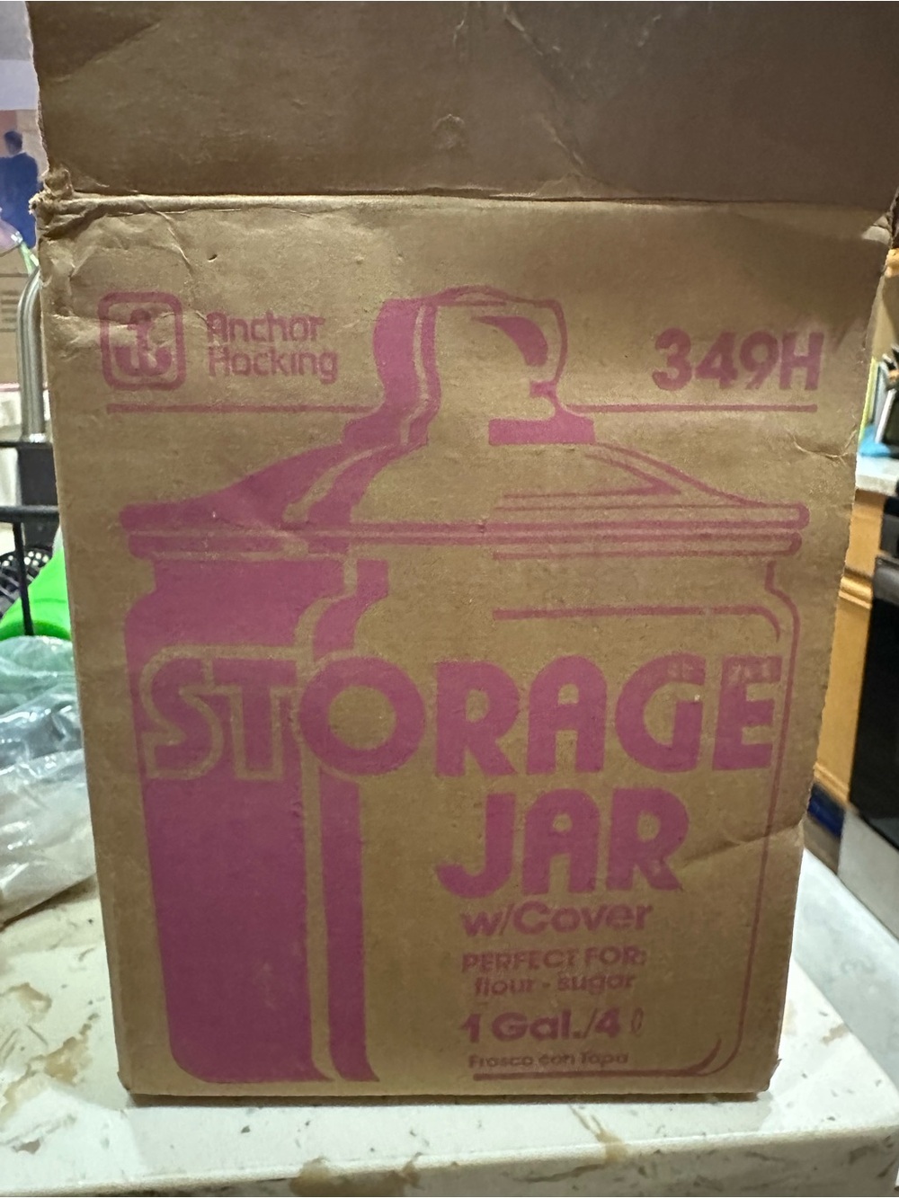 Vintage Anchor Hocking 349H 1-Gallon Storage Jar With Lid In Original Box - Picture 3 of 3